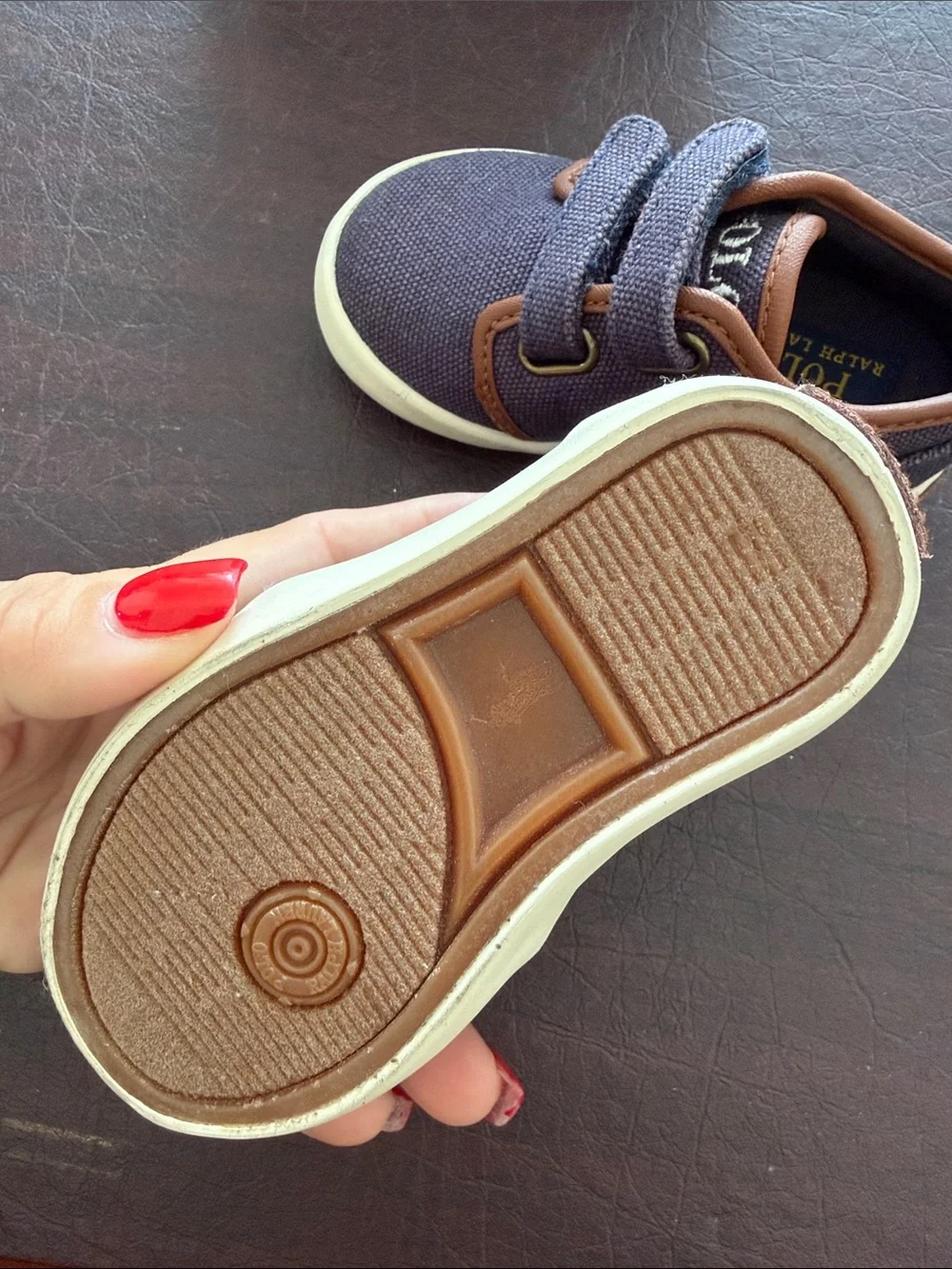 Polo by Ralph Lauren Toddler Navy Canvas Velcro Sneakers with White Soles NIB